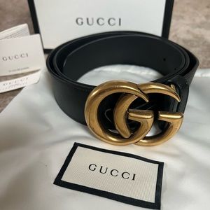 Gucci double G wide leather belt